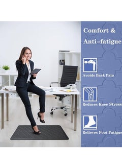 YIM-VIBEHAUS Kitchen Mat, Cushioned Anti Fatigue Kitchen Rugs, Non-Slip Standing Desk Mat, Waterproof Floor Mat for Office, Sink, Laundry, 44cm x75cm, Grey  - Image 3