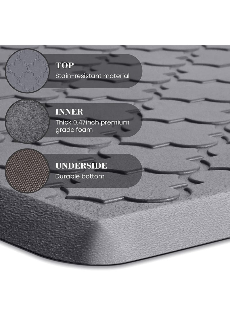 Kitchen Mat [2 PCS] Cushioned Anti-Fatigue Floor Mat, Waterproof Non-Skid Ergonomic Comfort Foam Rugs, Kitchen Mat Foam for Kitchen, Floor, Office, Sink, Laundry (Grey, 44x75cm+44x120cm) - pzsku/Z596D2FA4C468039327FEZ/45/_/1725342805/c5a65232-b0b9-47b3-a2fc-3031cdf9298d