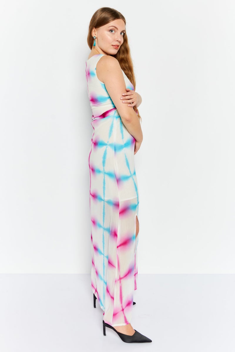 RAGA Women Tie Dye Midi Casual Dress, Multicolor - Image 3