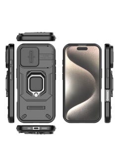 CaseNeo iPhone 16 Plus Case Cover with Slide Camera Cover & Ring Holder, Kickstand Shell Back Cover Scratch-Resistant Shock-Absorbing Protector Accessories Kickstand Stand Magnetic Car Ring Holder Protection  - Image 3