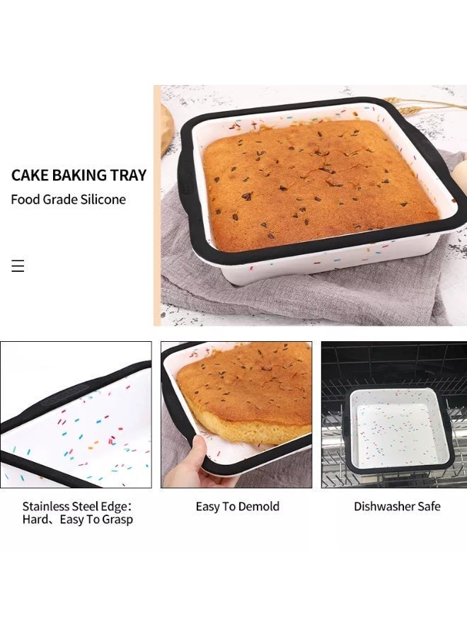 SOFIA REFRIGERATION Silicone Square Cake Baking Pan, Food Grade Nonstick Silicone Molds for baking, Stainless Steel Frame for Easy Handling, Heat Resistant up to 230°C - Image 3