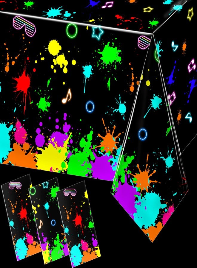 Fayoo 3 Pack UV Reactive Neon Glow Tablecloths 108x54 Inch - UV Activated Party Table Covers Decoration for Glow-in-The-Dark Events, Birthday Raves & UV Night - Image 1