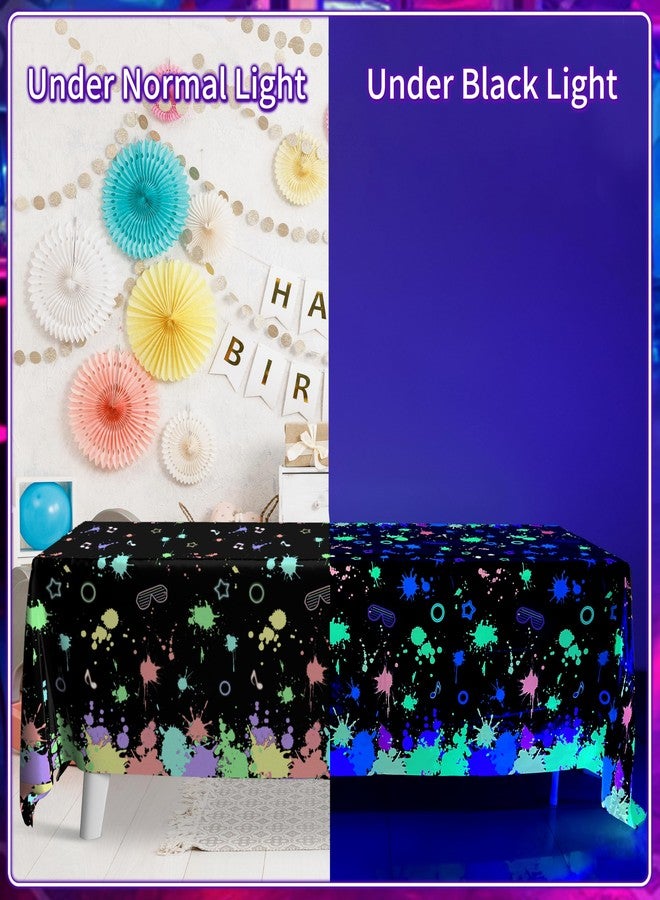 Fayoo 3 Pack UV Reactive Neon Glow Tablecloths 108x54 Inch - UV Activated Party Table Covers Decoration for Glow-in-The-Dark Events, Birthday Raves & UV Night - Image 3