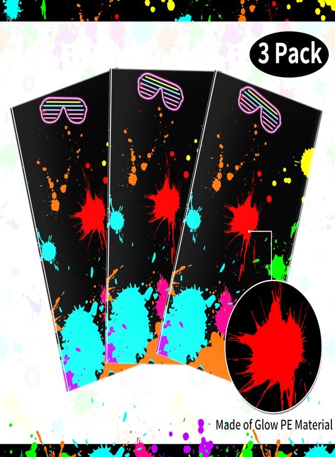 Fayoo 3 Pack UV Reactive Neon Glow Tablecloths 108x54 Inch - UV Activated Party Table Covers Decoration for Glow-in-The-Dark Events, Birthday Raves & UV Night - Image 4