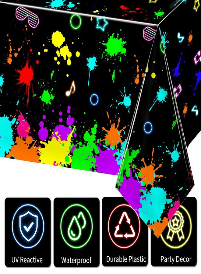 Fayoo 3 Pack UV Reactive Neon Glow Tablecloths 108x54 Inch - UV Activated Party Table Covers Decoration for Glow-in-The-Dark Events, Birthday Raves & UV Night - Image 5