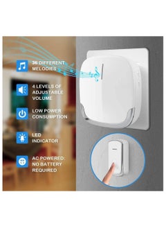 LUMIVE Lumive Wireless Doorbell & Chimes | Waterproof, Anti-Theft | Ideal for Home, Office, Apartment, Hotel, Warehouse | Includes 1 Receiver & 1 Transmitter (UK Plug)|Modern  - Image 2