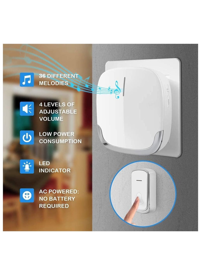 LUMIVE Lumive Wireless Doorbell & Chimes | Waterproof, Anti-Theft | Ideal for Home, Office, Apartment, Hotel, Warehouse | Includes 1 Receiver & 1 Transmitter (UK Plug)|Modern  - Image 2