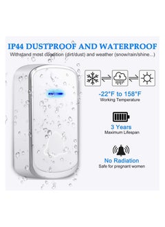 LUMIVE Lumive Wireless Doorbell & Chimes | Waterproof, Anti-Theft | Ideal for Home, Office, Apartment, Hotel, Warehouse | Includes 1 Receiver & 1 Transmitter (UK Plug)|Modern  - Image 3