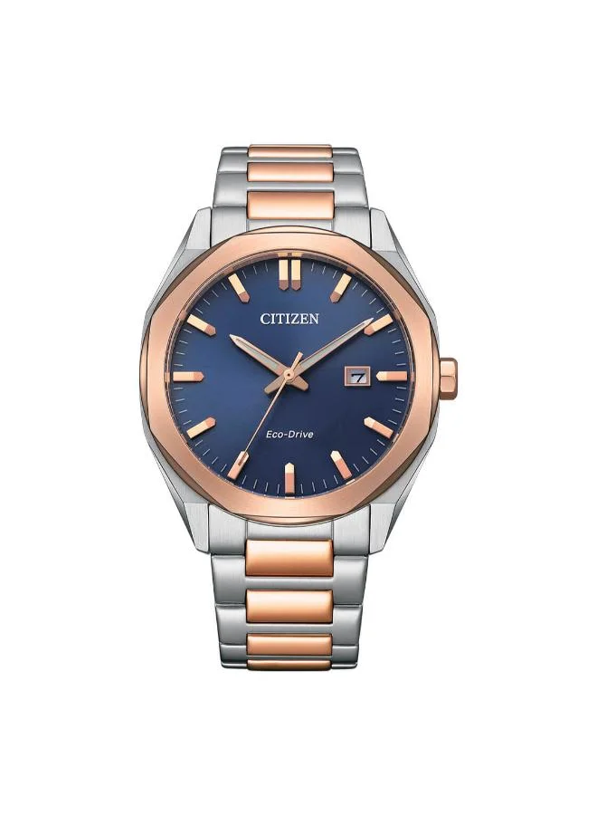 سيتيزن Men's Stainless Steel with Two-Tone Pink Gold Plating Strap Eco-Drive Standard Watch BM7606-84L - 41 mm