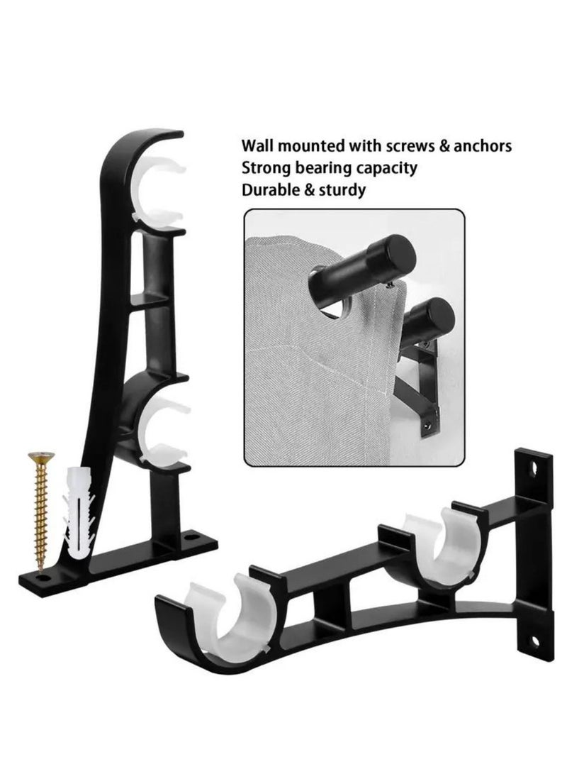 Arabest 2 Packs Heavy Duty White Curtain Rod Brackets, Double Rod Holder for Curtains & Clothes, Metal Pole Support with Screws – Holds up to 50kg  - Image 3