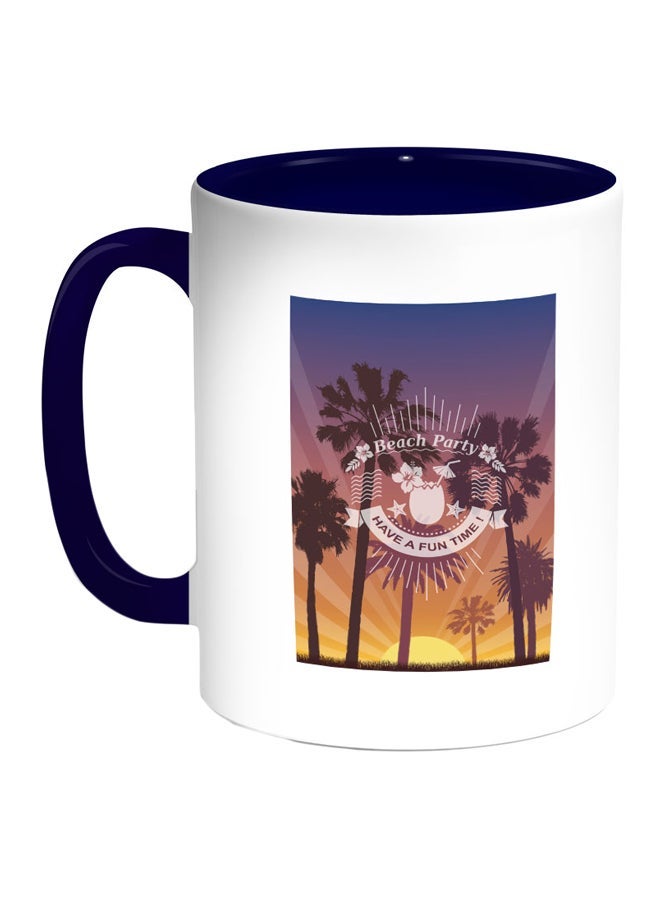 RYN Beach Party Printed Coffee Mug Blue/White/Black 11ounce