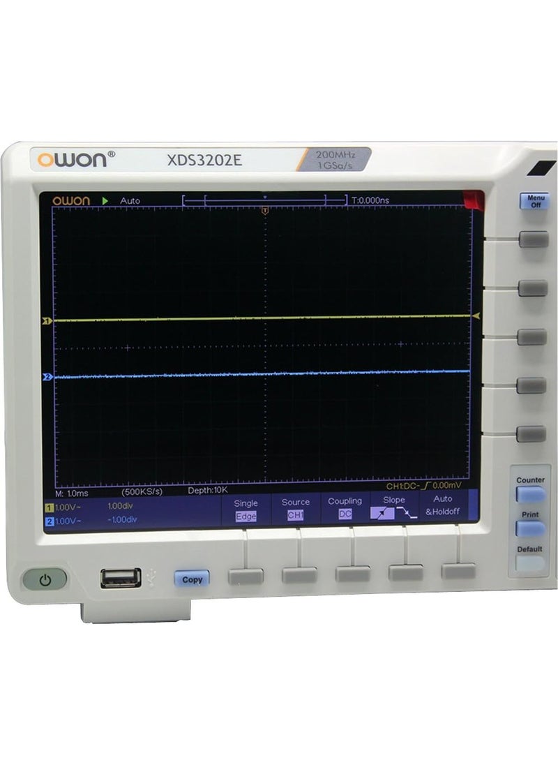 Owon OWON XDS3202E oscilloscope 200Mhz 1G 2chs 8 bits ADC 40M record length 75000 wfmss w 3 yrs warranty 1nsdiv 8 color LCD FFT USB VGA  - Image 3