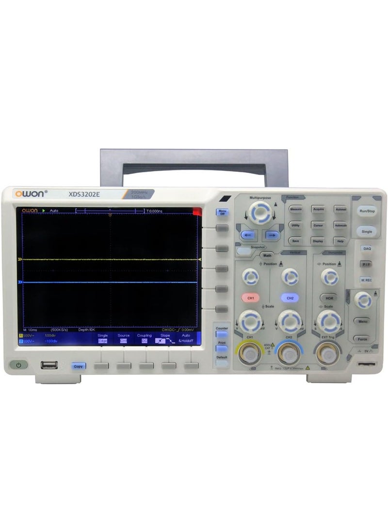 Owon OWON XDS3202E oscilloscope 200Mhz 1G 2chs 8 bits ADC 40M record length 75000 wfmss w 3 yrs warranty 1nsdiv 8 color LCD FFT USB VGA  - Image 2