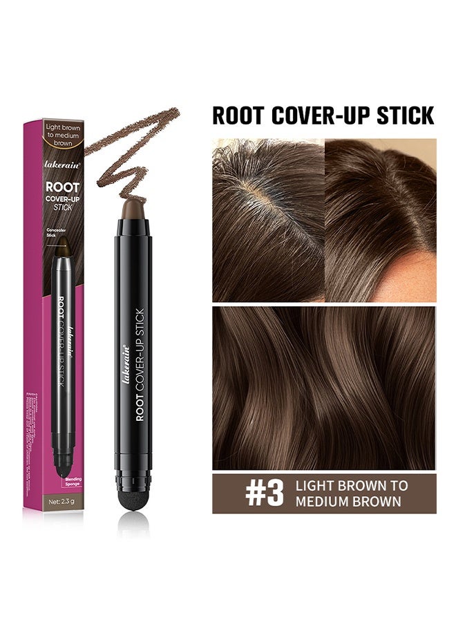 ليكرين قلم تغطية الجذور، تغطية فورية للشعر الرمادي، تصحيح جذور الشعر، مخفي طبيعي لخط الشعر والجذور والجانبين للنساء والرجال، يدوم المكياج 48 ساعة، رقم 3 بني فاتح إلى بني متوسط - Image 2