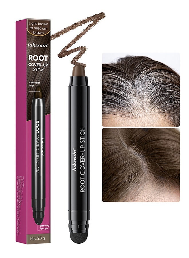 ليكرين قلم تغطية الجذور، تغطية فورية للشعر الرمادي، تصحيح جذور الشعر، مخفي طبيعي لخط الشعر والجذور والجانبين للنساء والرجال، يدوم المكياج 48 ساعة، رقم 3 بني فاتح إلى بني متوسط - Image 1