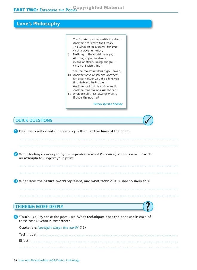 AQA Poetry Anthology - Love and Relationships: York Notes for GCSE Workbook the ideal way to catch up, test your knowledge and feel ready for and 2023 and 2024 exams and assessments