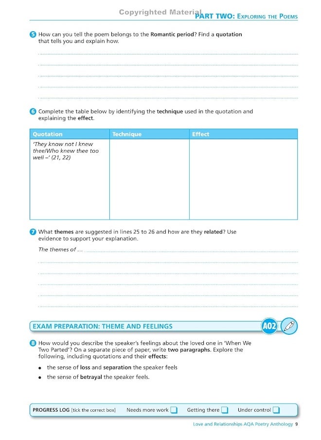 AQA Poetry Anthology - Love and Relationships: York Notes for GCSE Workbook the ideal way to catch up, test your knowledge and feel ready for and 2023 and 2024 exams and assessments
