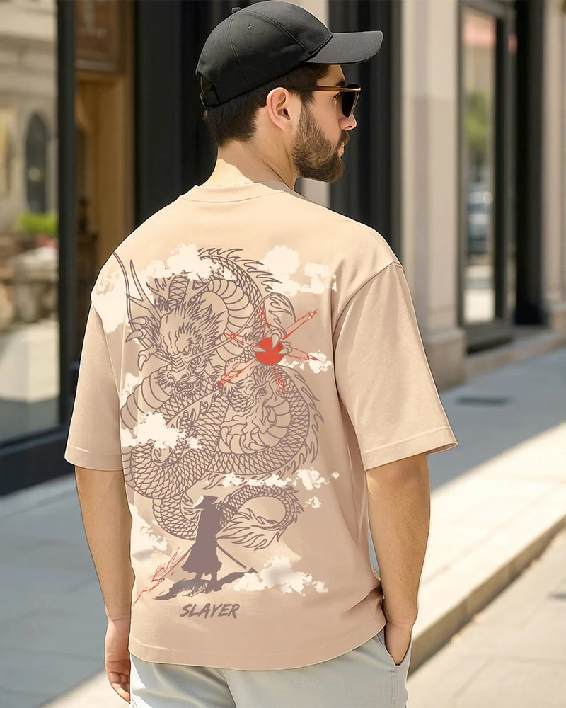 بيواكوف تيشيرت رجالي كبير بطبعة جرافيك جذر الزنجبيل بني