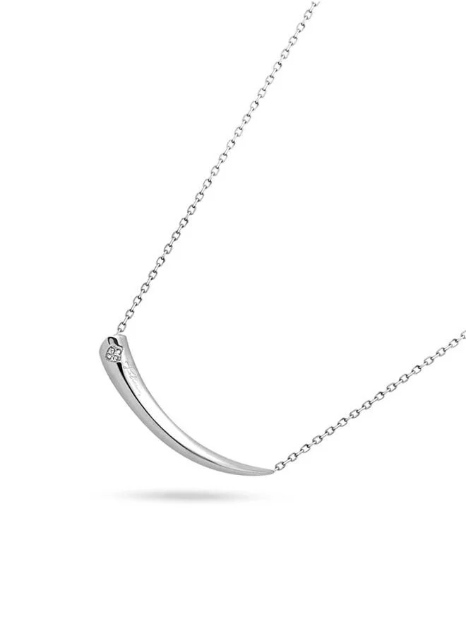 POLICE Talon Necklace For Women Shiny Silver With White Crystal