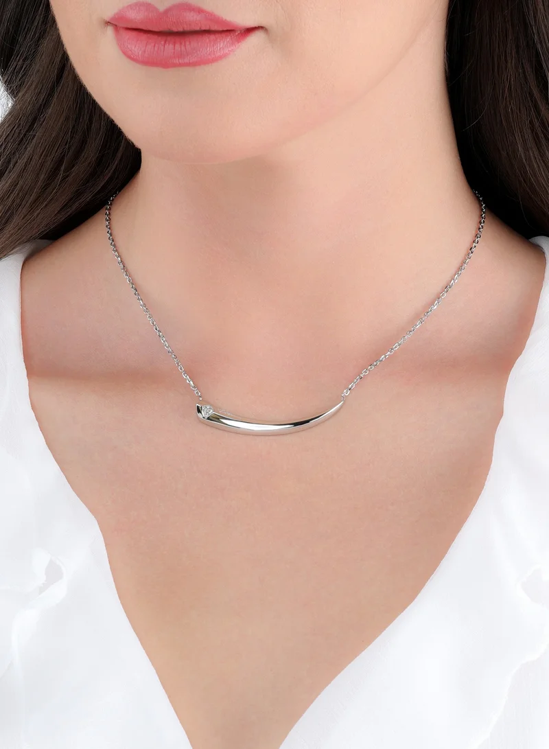 POLICE Talon Necklace For Women Shiny Silver With White Crystal