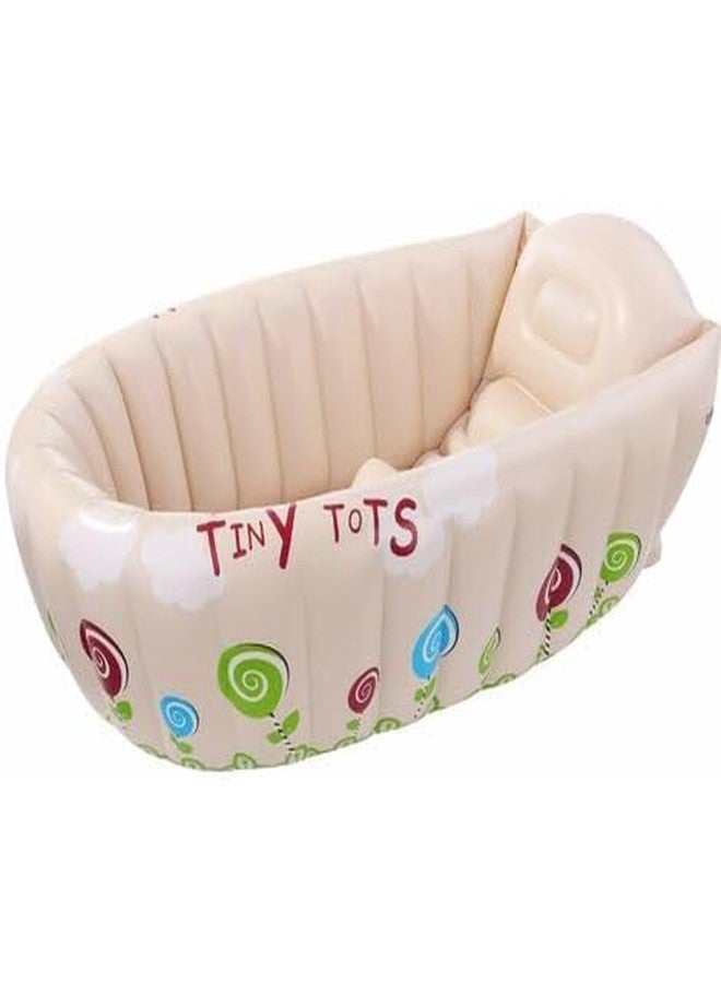Jilani Inflatable Baby Bathtub,Topist Portable Mini Air Swimming Pool Kid Infant Toddler Thick Foldable Shower Basin with Soft Cushion Central Seat (Blue) - Image 1