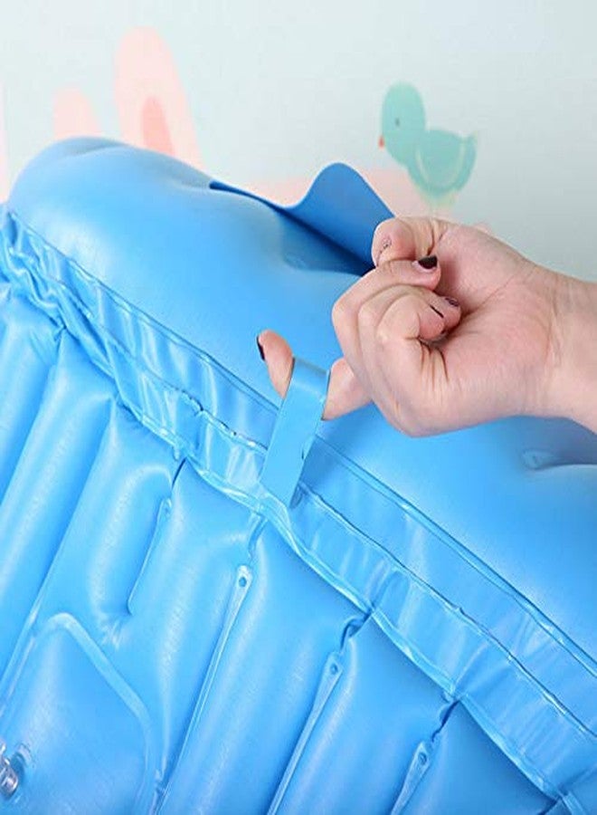 Jilani Inflatable Baby Bathtub,Topist Portable Mini Air Swimming Pool Kid Infant Toddler Thick Foldable Shower Basin with Soft Cushion Central Seat (Blue) - Image 5