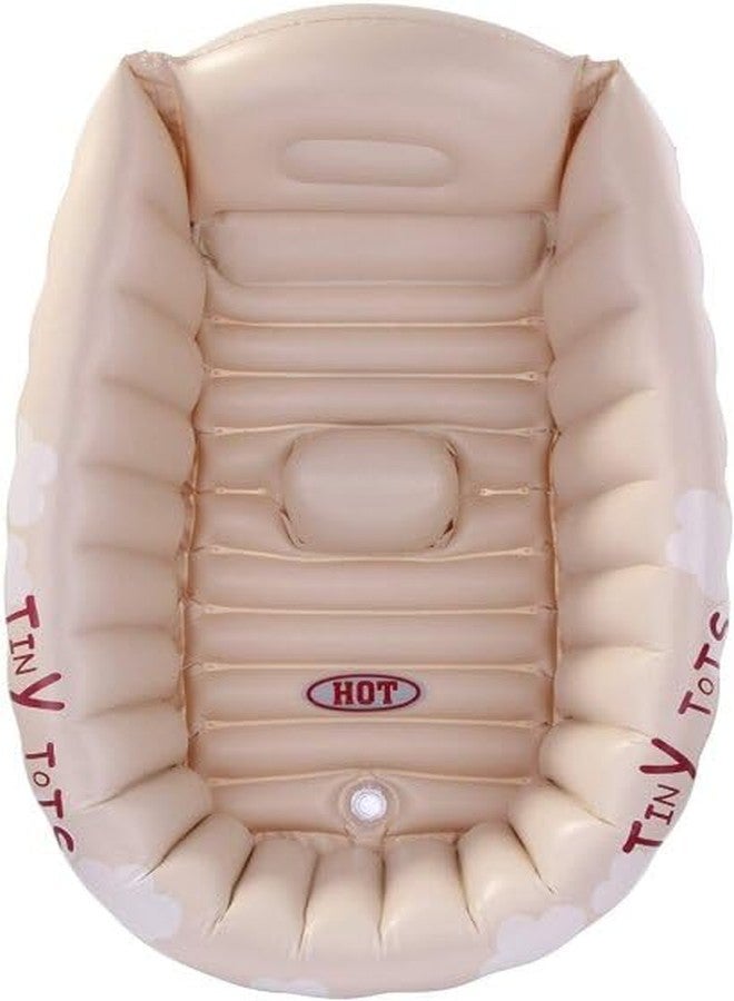 Jilani Inflatable Baby Bathtub,Topist Portable Mini Air Swimming Pool Kid Infant Toddler Thick Foldable Shower Basin with Soft Cushion Central Seat (Blue) - Image 4