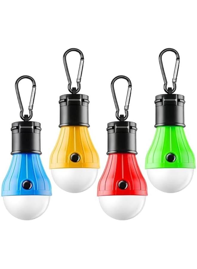 Portable LED Tent Lamp, Clip Hook Hurricane Emergency Light Bulb, Camping Equipment Lanterns for Hiking, Backpacking Outage, B-CLOSED-HOOK, 4 Packs - Image 1