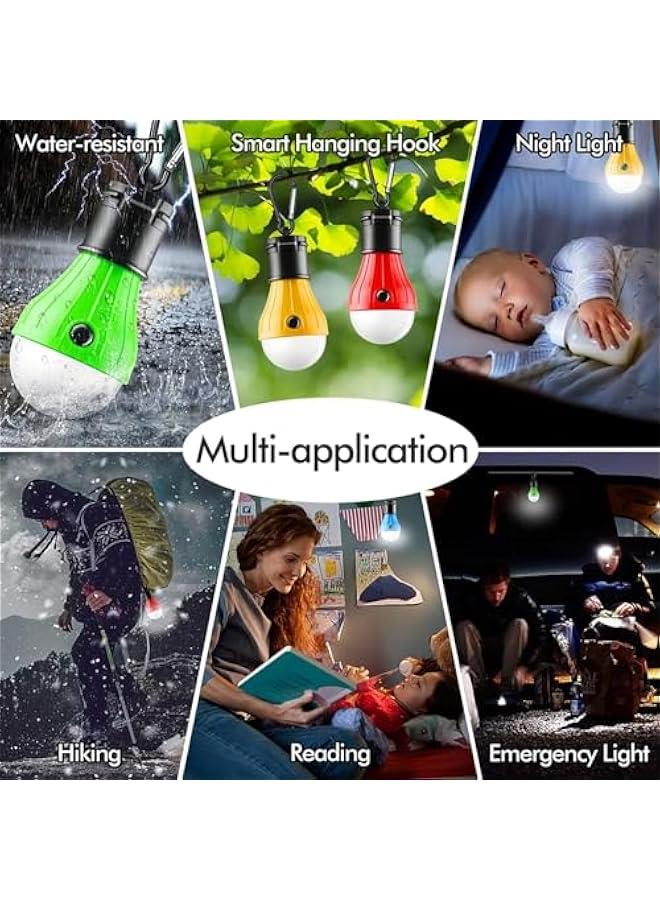 Portable LED Tent Lamp, Clip Hook Hurricane Emergency Light Bulb, Camping Equipment Lanterns for Hiking, Backpacking Outage, B-CLOSED-HOOK, 4 Packs - Image 5