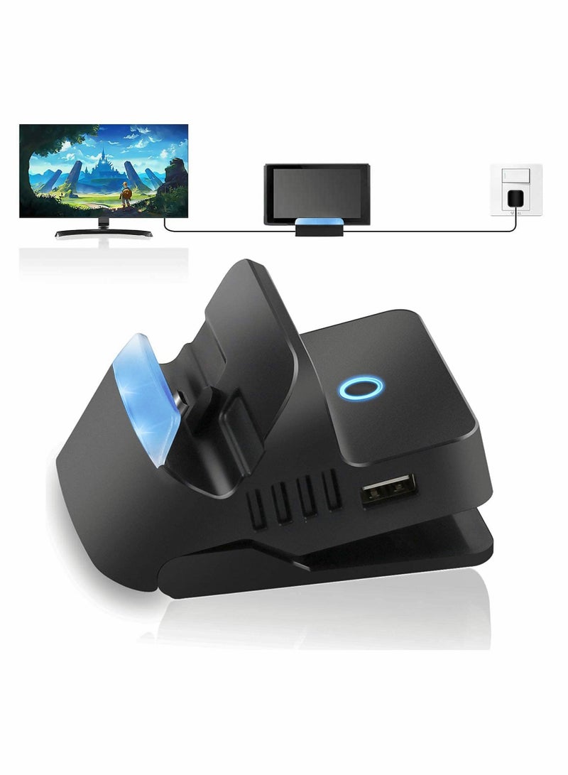 Switch Charging Dock Portable Compact Switch Replacement Charging TV Dock for Nintendo Switch/Switch OLED USB C Power Input Port USB 3.0 HDMI Port with Cooling Structure DesignHDMI Video Converter - Image 1