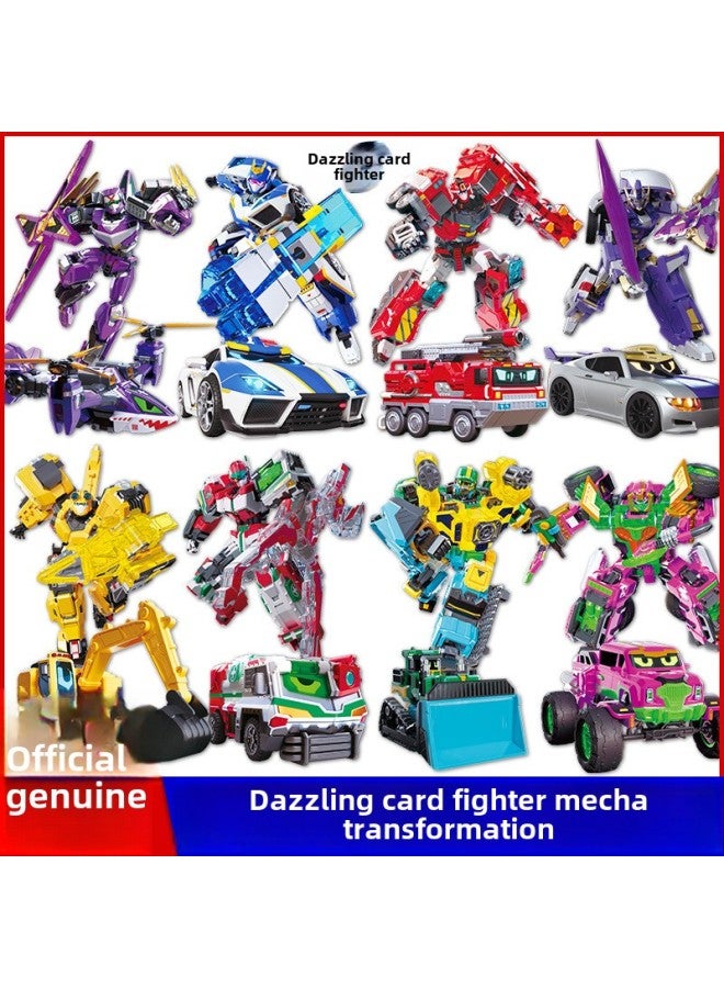 Product Dazzle Card Fighter Dazzle Blue Lightning Deformation Mecha Robot Toy Children Boy King Kong Spin Summoner Card-Color:Black Gold Edition 8115 Flash Card Fighter-Super Flash King ULTIMATE BLUE COP - Image 2