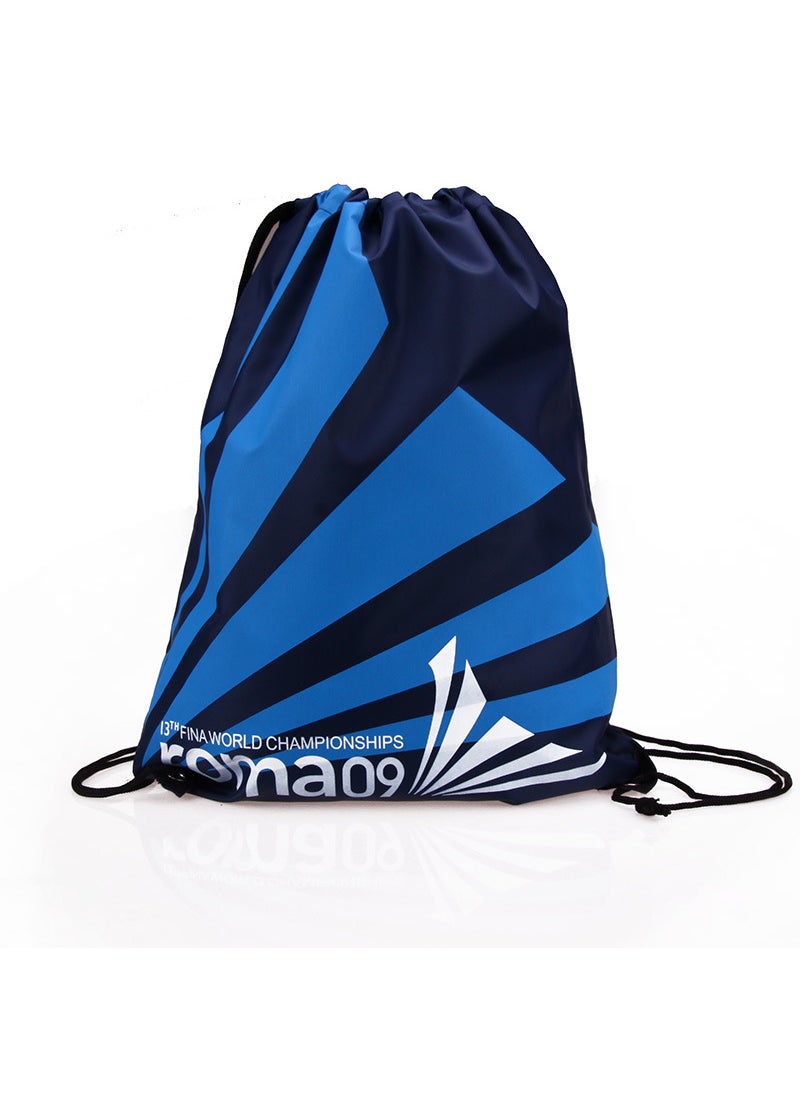 Generic Waterproof Beach Swim Backpack Drawstring Blue Stripe 