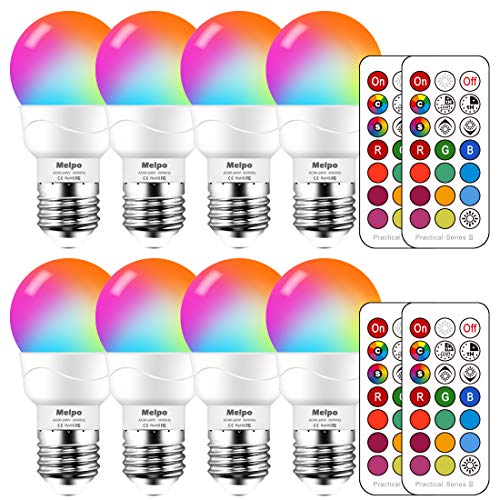 MELPO LED Color Changing Light Bulb with Remote Control, 5W 40W Equivalent, 500LM, 5700K,E26 Dimmable RGB Light Bulbs for Birthday Party/KTV Decoration/Household/Bar/Wedding (Pack of 8) - Image 1