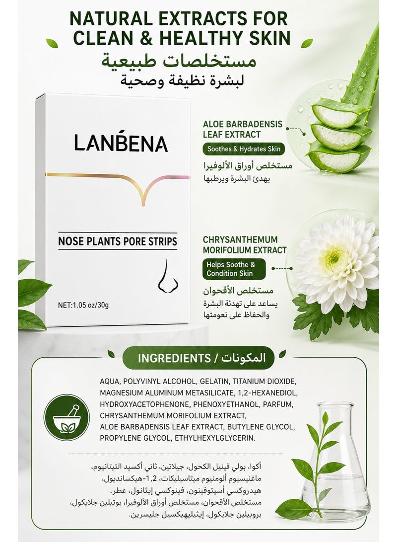 LANBENA Nose Plants Pore Strips 30g – Peel-Off Nose Pore Cleansing Strips for Blackheads, Excess Oil & Surface Impurities - Image 4