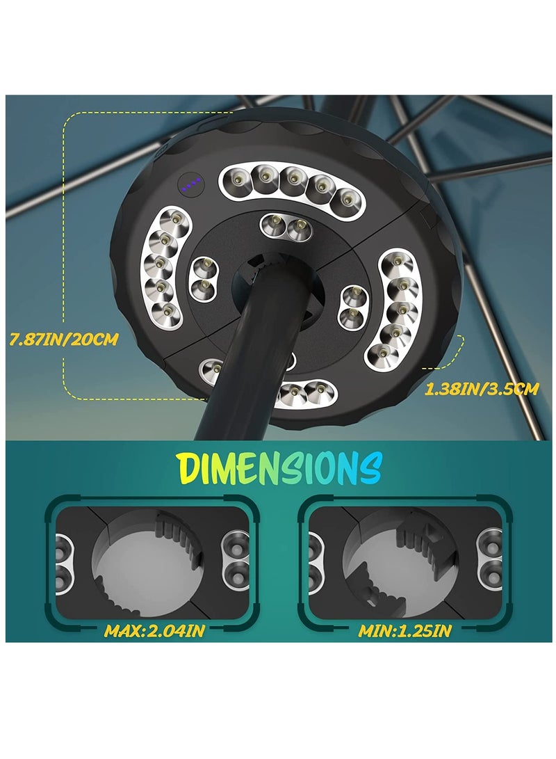 SOLARAE Patio Umbrella Lights, USB-powerable outdoor lights 28 LED 3 Lighting Modes Cordless Umbrella Pole Lights Battery Operated for Patio Umbrella, Camping Tents or Outdoor Use - Image 5