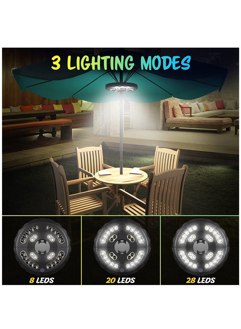 SOLARAE Patio Umbrella Lights, USB-powerable outdoor lights 28 LED 3 Lighting Modes Cordless Umbrella Pole Lights Battery Operated for Patio Umbrella, Camping Tents or Outdoor Use - Image 2