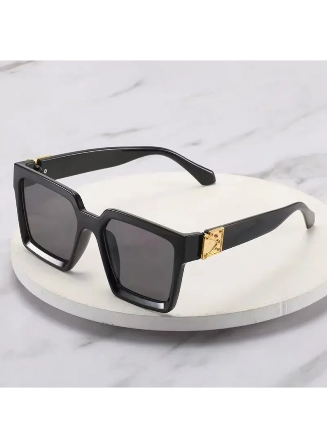 Generic - 2024 New Vintage Square Sunglasses Women/men Brand Designer Sun Glasses for Men Women Eyeglass UV400 Goggles Gafas De Sol-Lenses Color:Black Gray - Image 1