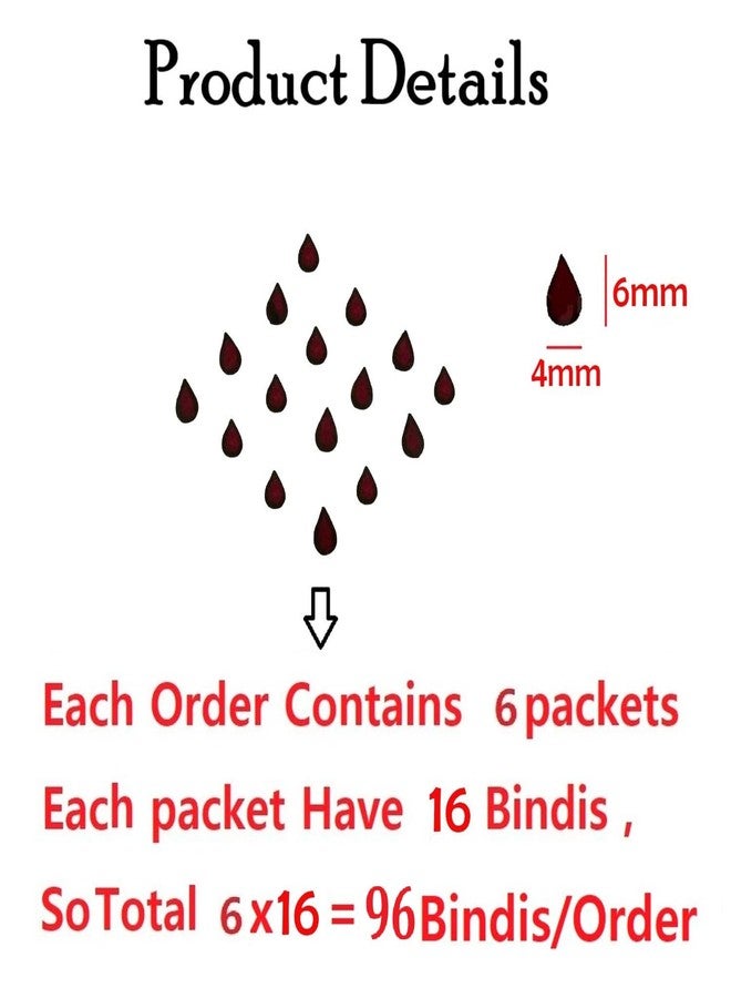 فاما ملصق جبين فاخر من المخمل على شكل دمعة من فاما فاشنز، مقاس متوسط 5 مم، لون كستنائي داكن، مناسب للنساء والفتيات - Image 3