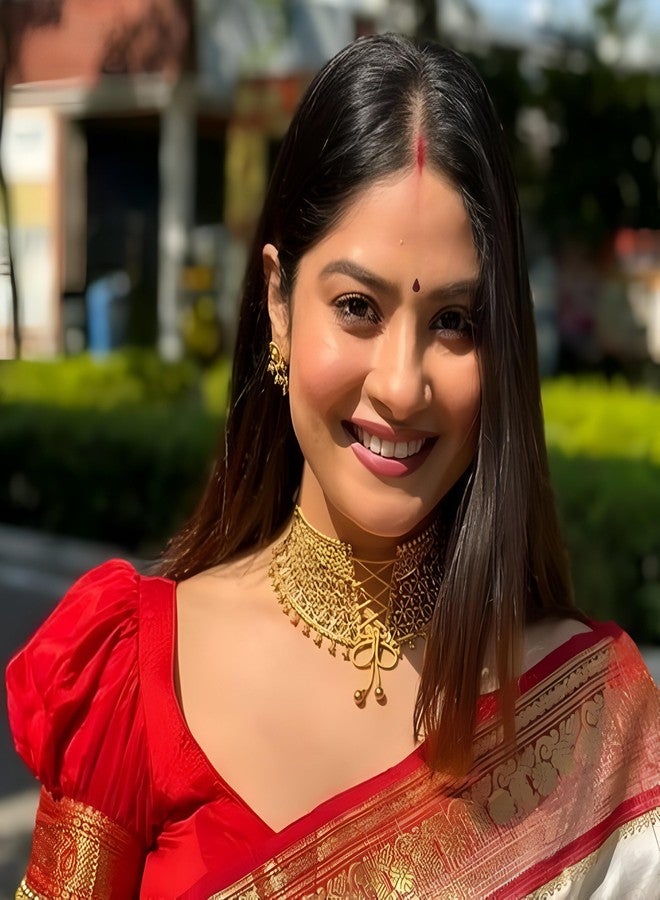 فاما ملصق جبين فاخر من المخمل على شكل دمعة من فاما فاشنز، مقاس متوسط 5 مم، لون كستنائي داكن، مناسب للنساء والفتيات - Image 2