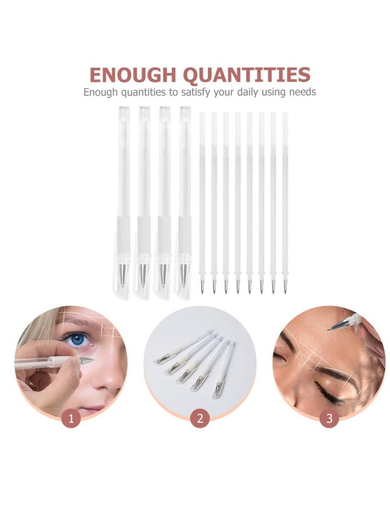 SYOSI Eyebrow Mapping Pen Microblading Eyebrow Pen with Skin Marker Eyebrow Permanent Makeup Position Mark Tool Great Eyebrow Makeup Tool for Artists for Eyebrow Skin 4 Pens and 8 Replacement Refills - Image 3