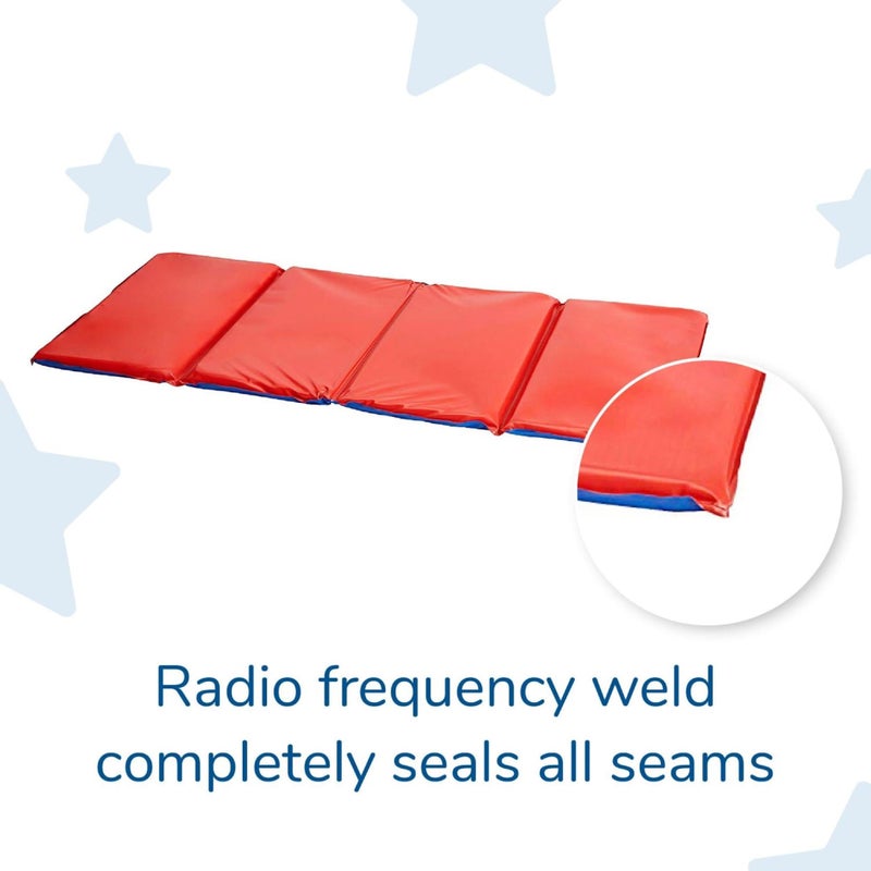 Children's Factory Angels 2" Thick Toddler Nap Mat, Red-Blue, 4 Section Waterproof Sleeping Mat for use in Preschools and Daycares - Image 3