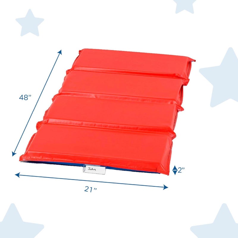 Children's Factory Angels 2" Thick Toddler Nap Mat, Red-Blue, 4 Section Waterproof Sleeping Mat for use in Preschools and Daycares - Image 2