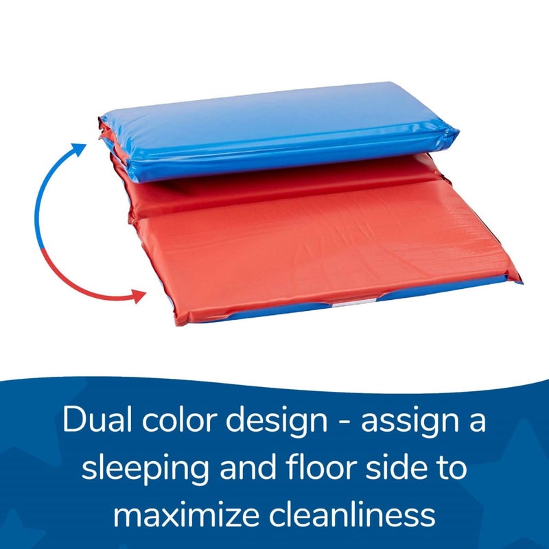 Children's Factory Angels 2" Thick Toddler Nap Mat, Red-Blue, 4 Section Waterproof Sleeping Mat for use in Preschools and Daycares - Image 4