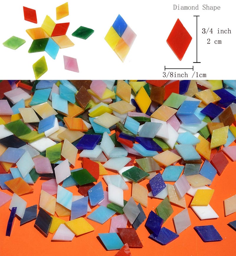 Lanyani 1050 Pieces Mixed Shapes Glass Mosaic Tiles for Crafts, Colorful Stained Glass Pieces for Mosaic Projects - Image 3