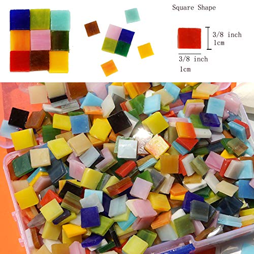 Lanyani 1050 Pieces Mixed Shapes Glass Mosaic Tiles for Crafts, Colorful Stained Glass Pieces for Mosaic Projects - Image 4