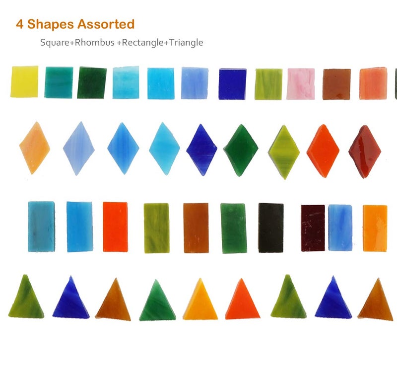 Lanyani 1050 Pieces Mixed Shapes Glass Mosaic Tiles for Crafts, Colorful Stained Glass Pieces for Mosaic Projects - Image 2