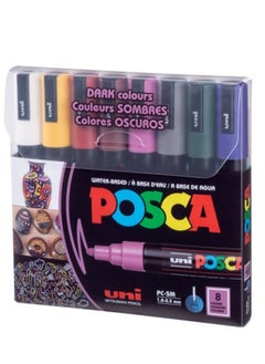 Uni Mitsubishi Uni Mitsubishi Pencil Posca Paint Marker Pen PC-5M Medium Tip 8 Dark Colours  - Image 1