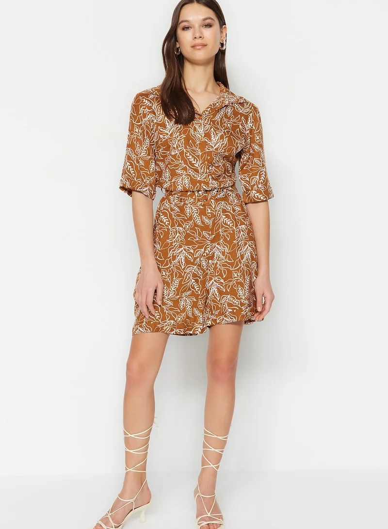 trendyol Floral Printed Belted Playsuit