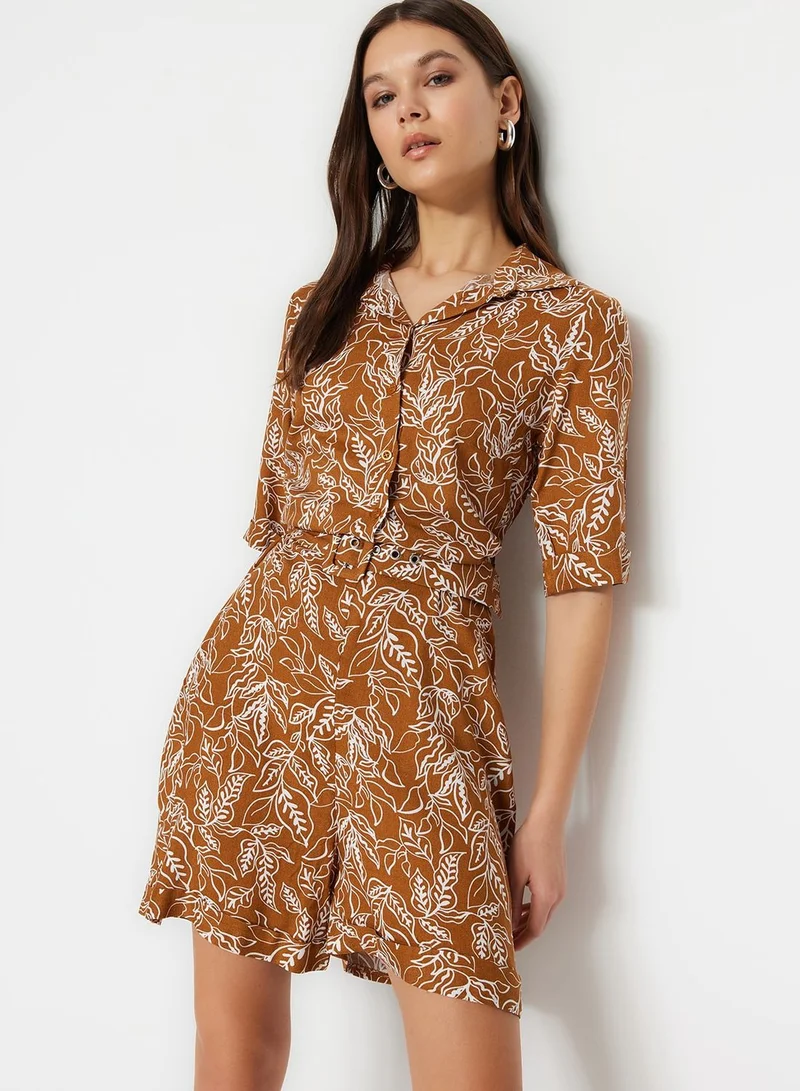 trendyol Floral Printed Belted Playsuit