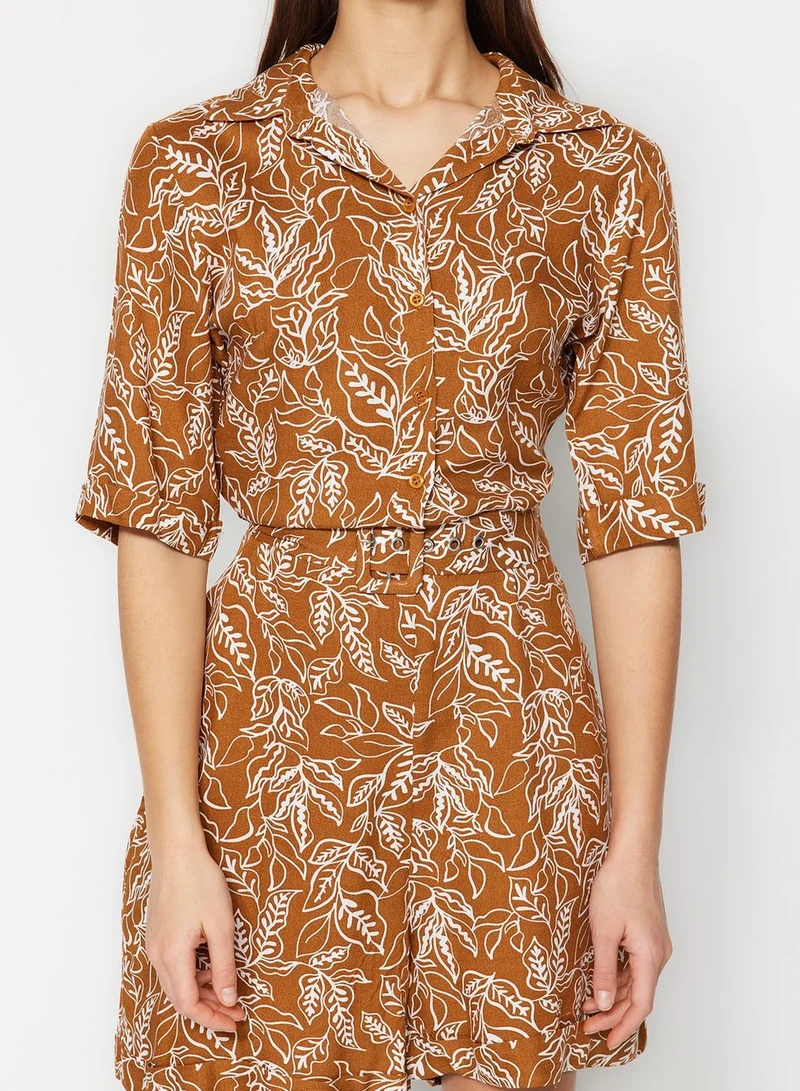 trendyol Floral Printed Belted Playsuit